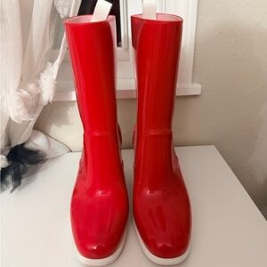 Christian Louboutin Glossy Red Rain Boots
